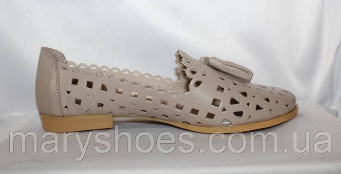 Купить Летние удобные женские балетки с перфорацией из натуральной кожи ...
