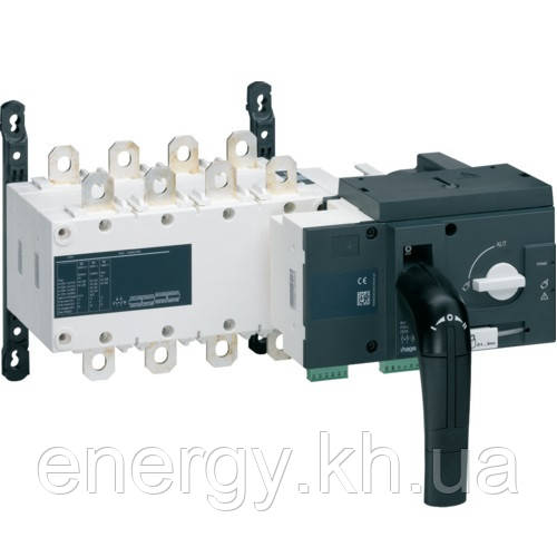 Перемикач корпусний з мотоприводом I-0-II, 4п 250А, Hager HIB425M, фото 1