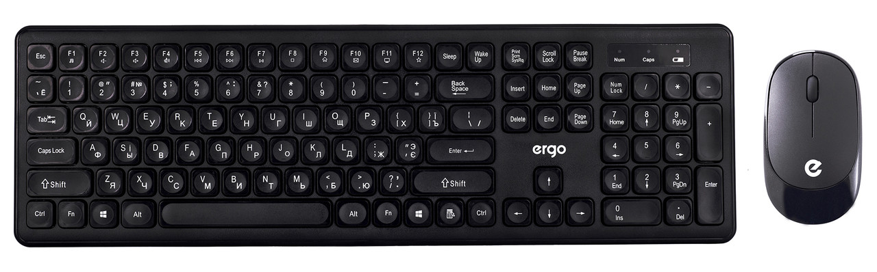 Комплект безпровідний (клавіатура + мишка) ERGO KM-250WL Чорний