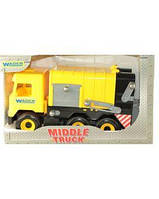 Машина "Middle truck" сміттєвоз City, жовтий, в кор. 44*26*20см, ТМ Wader (6шт)