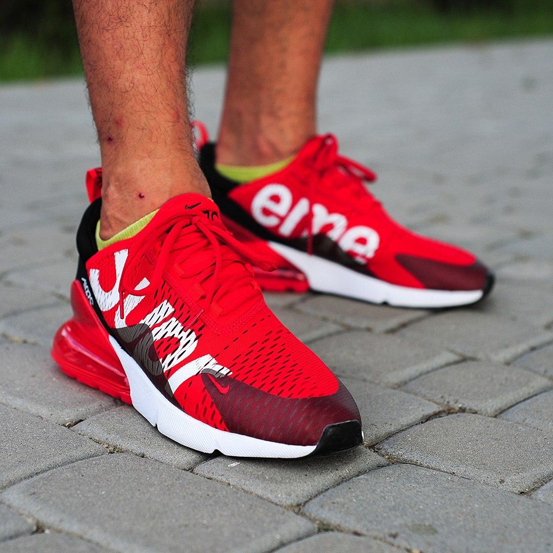 Кроссовки мужские красные Nike Air Max 270 X Supreme (01370)