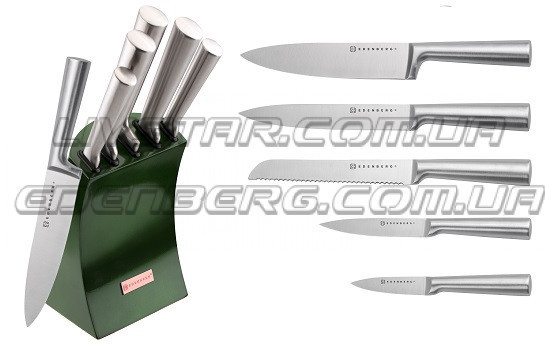 Набір кухонних ножів із підставкою 6 предметів Edenberg EB-11008 Набір ножів із неіржавкої сталі на підставці