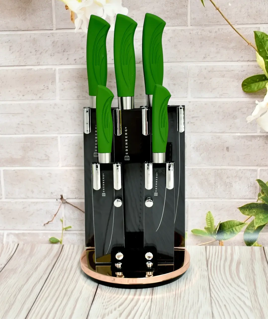 Набір кухонних ножів із підставкою 6 предметів Edenberg EB-11006 Набір ножів із неіржавкої сталі на підставці, фото 1