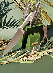 Набір кухонних ножів із дерев'яною підставкою 7 предметів Edenberg EB-11023 Набір ножів із неіржавкої сталі