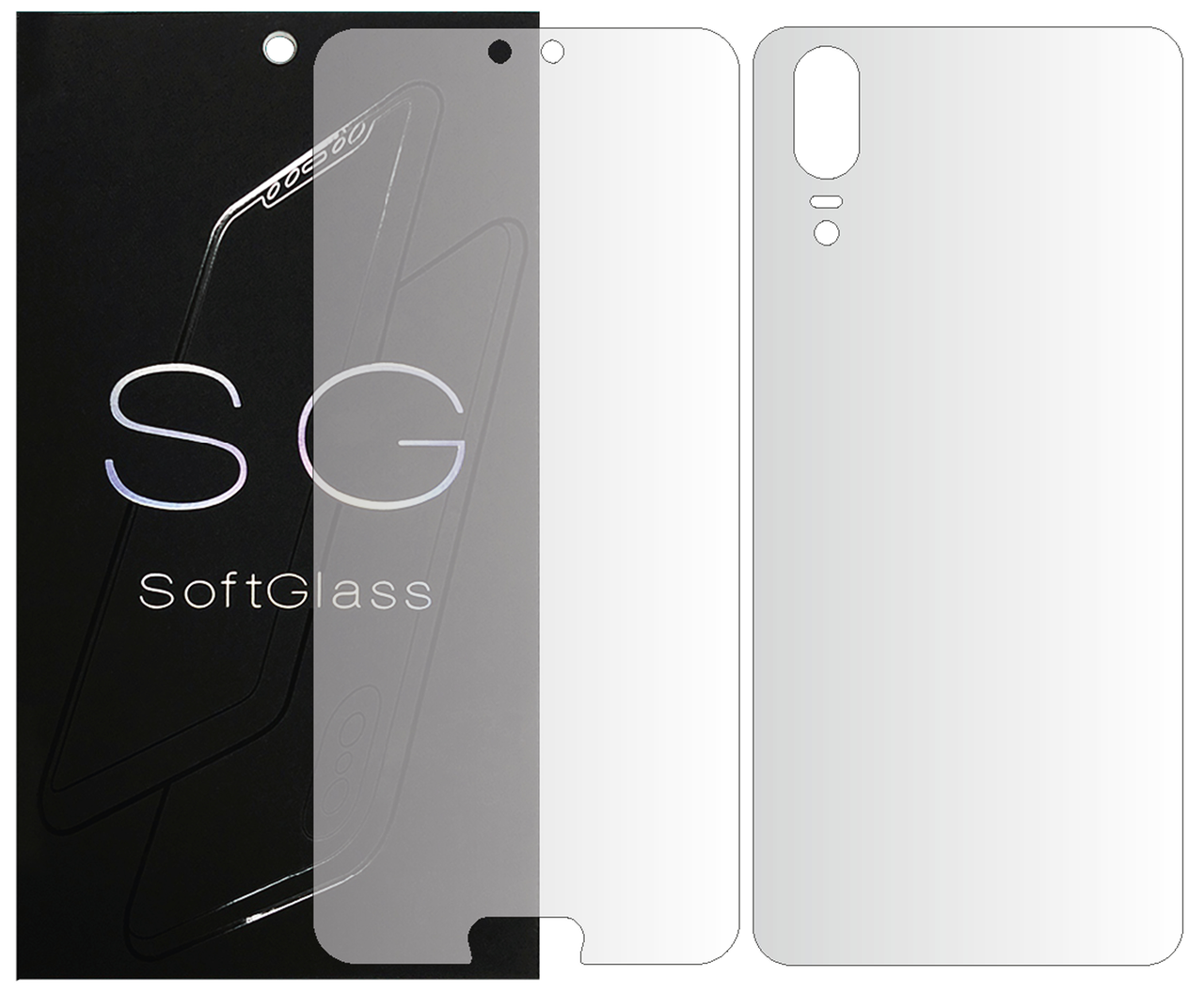 Бронеплівка для Huawei P20 комплект: для передньої і задньої панелі зносостійка поліуретанова SoftGlass, фото 1