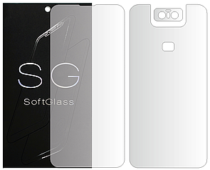 Бронеплівка для Asus Zenfone 6 ZS630KL комплект: для передньої і задньої панелі зносостійка поліуретанова SoftGlass