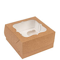 Коробка 170х170х90 (на 4 капкейка) з вікном, крафт