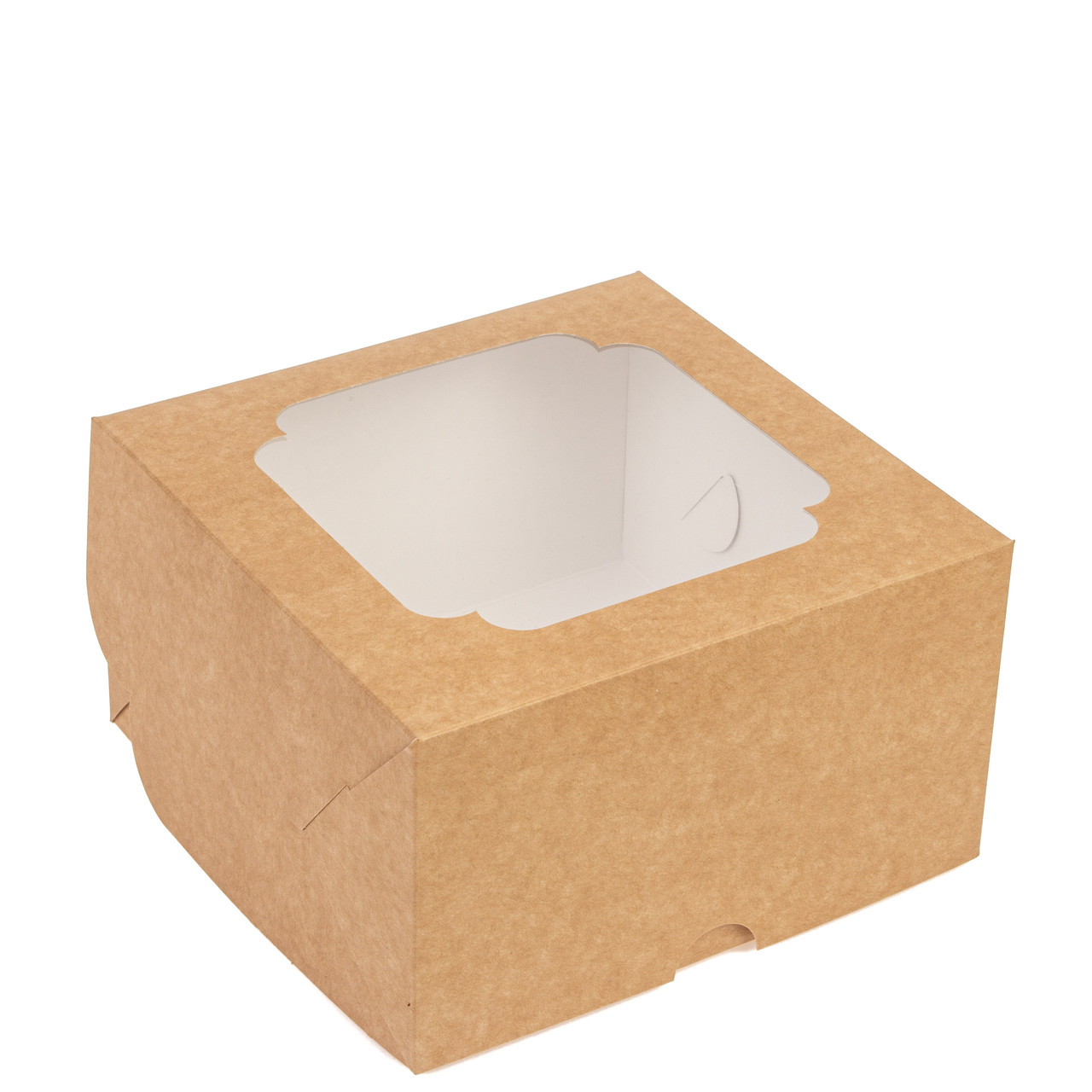Коробка 170х170х105 (на 4 капкейка) з вікном, крафт, фото 1