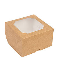 Коробка 170х170х105 (на 4 капкейка) з вікном, крафт