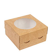 Коробка для Бенто-торта з вікном 165х165х90, крафт