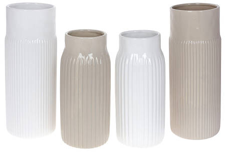 Ваза керамічна 11.8*11.8*25.9 см, бежевий глянець, 2 шт. в пакованні (733-531), фото 2
