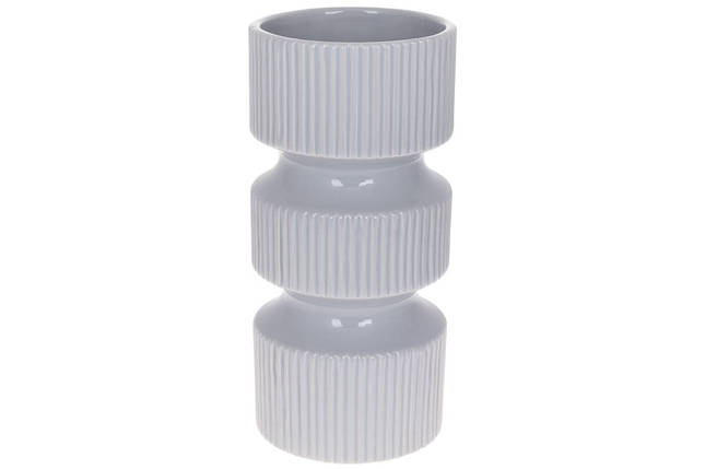 Ваза керамічна 12.7*12.7*27 см, світло-сірий глянець, 2 шт. в пакованні (733-532), фото 1