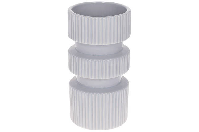 Ваза керамічна 10.6*10.6*20.5 см, світло-сірий глянець, 2 шт. в пакованні (733-534), фото 1