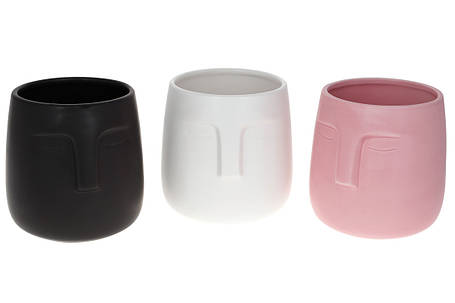 Ваза керамічна,, Face, 14.4*14.2*14.3см, матовий рожевий, 2 шт. в упаковці (733-535), фото 2