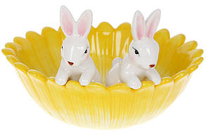 Піала керамічна , Пасхальні кролики, 21*19.8*12.8 см, жовтий (733-577), фото 2
