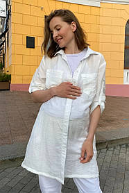 Молочна блуза сорочка для вагітних і годуючих літня льняна вільного крою, 2268741-М