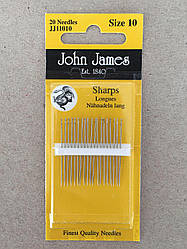 JJ11010 Sharps№10 Набір коротких голок для шиття №12 (20штук).John James.