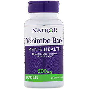 Йохимбе, Yohimbe Bark, Natrol, 500 мг, 90 капсул