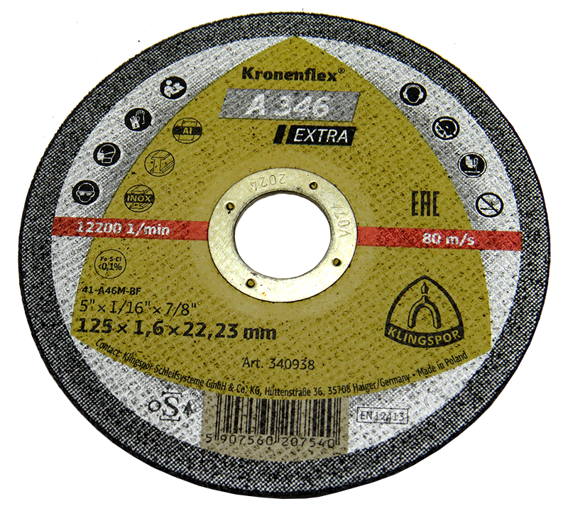 Круг отрезной 125x1,6x22,23 А 346 ЕХ прямой
