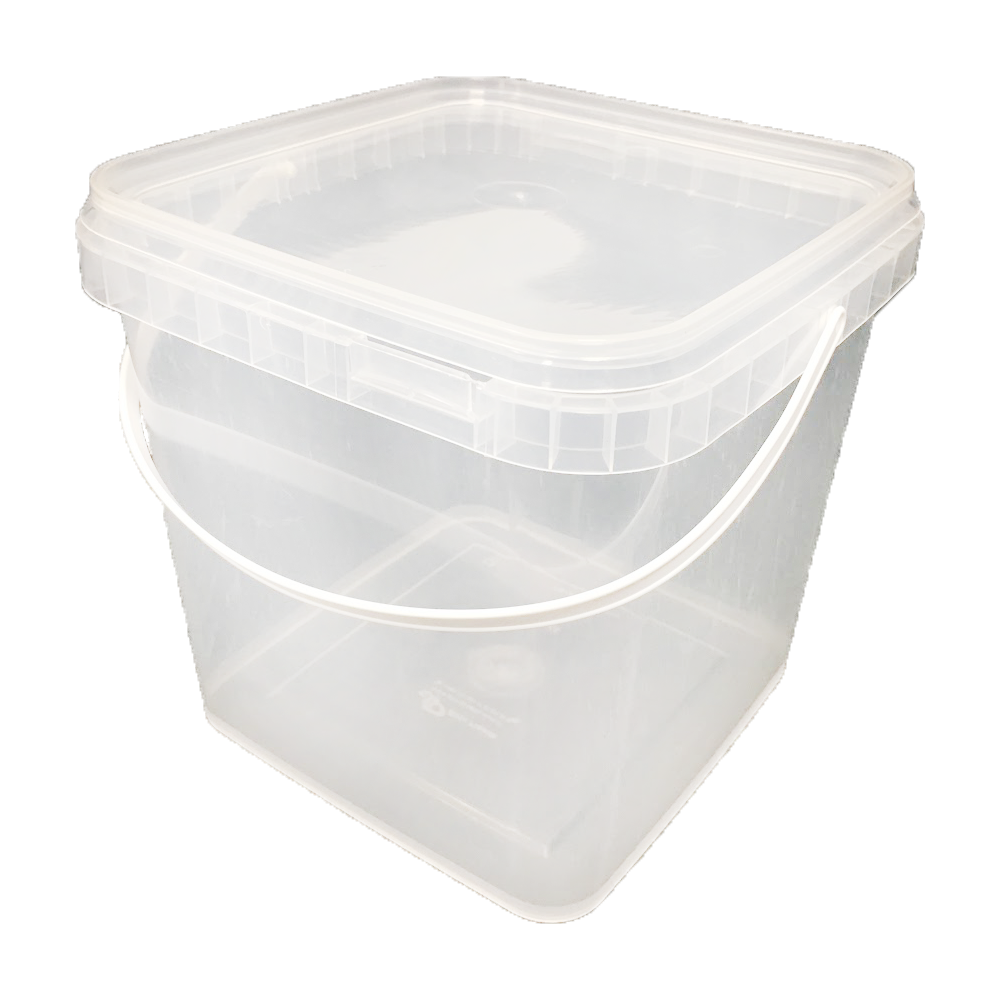 Відерце прозоре квадратне для їжі з ручкою 1 л з пломбою 360 шт/уп, фото 1
