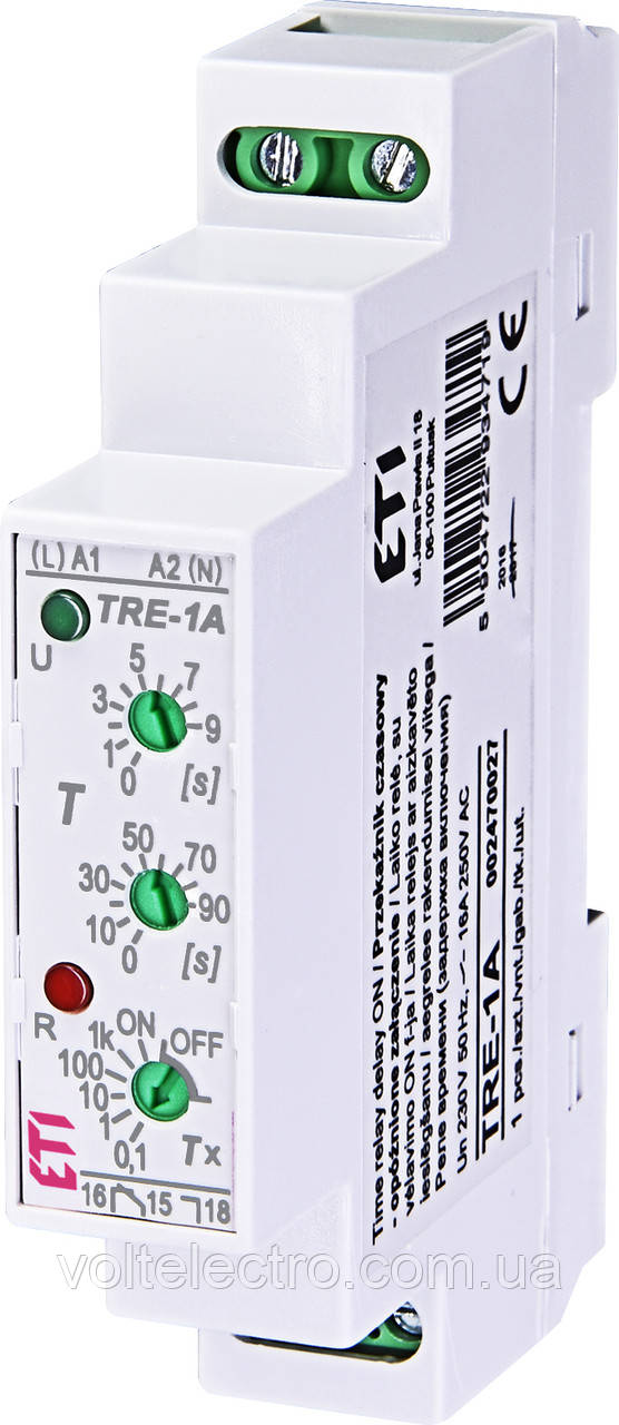 Реле затримки включення TRE-1A 230V AC 1х перекидний (16A)