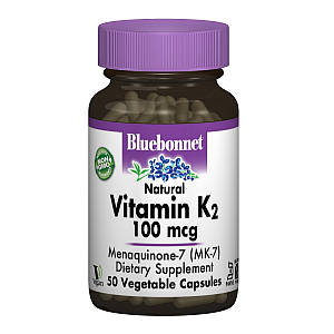 Витамин К2 100мкг, Bluebonnet Nutrition, 50 вегетарианских капсул