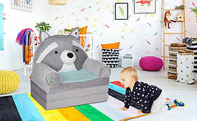 Дитяче крісло в сірих тонах Kidsee Wolf