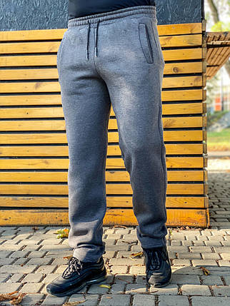 Теплі чоловічі спортивні штани прямі 905 темно-сірий 54, фото 2