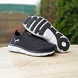 Жіночі кросівки Puma літні тапки в сітку весна-літо легкі чорні з білим. Живе фото, фото 4