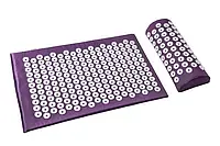 Ортопедический массажный коврик Кузнецова для игольчатого массажа Acupressure mat с подушкой Фиолетовый