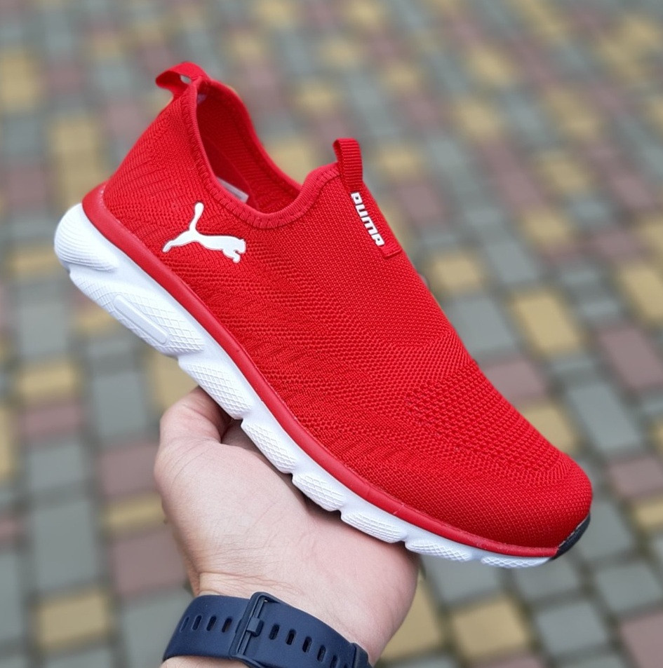 Жіночі кросівки Puma літні тапки в сітку весна-літо легкі червоні. Живе фото, фото 1