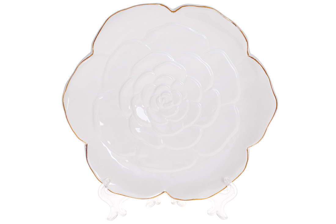 Тарілка керамічна сервірувальна, Rose, 16.2*15.5*2.5 см, білий із золотом,6 шт. в пакованні  (795-207)