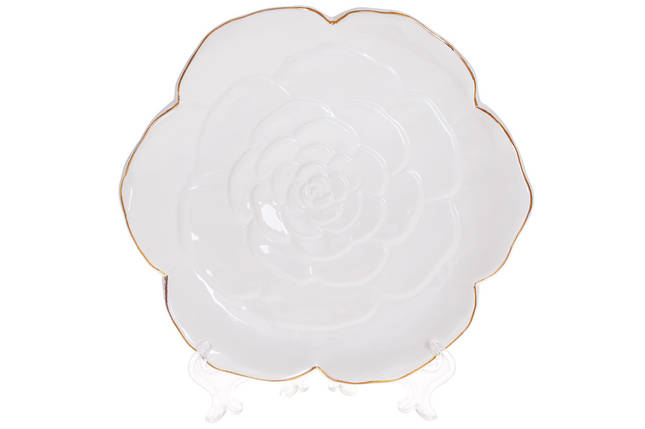 Тарілка керамічна сервірувальна, Rose, 16.2*15.5*2.5 см, білий із золотом,6 шт. в пакованні  (795-207), фото 1