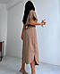 Вільна сукня під пояс котторс коротким рукавом довжиною міді з вирізом на спідниці (р. S-L) 84PL4024, фото 2