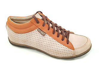 Шкіряні жіночі спортивні туфлі кеди зі шкіри повсякденні гарні зручні модні м'які легкі комфорт польща бежеві 37 розмі Agasi 8276D