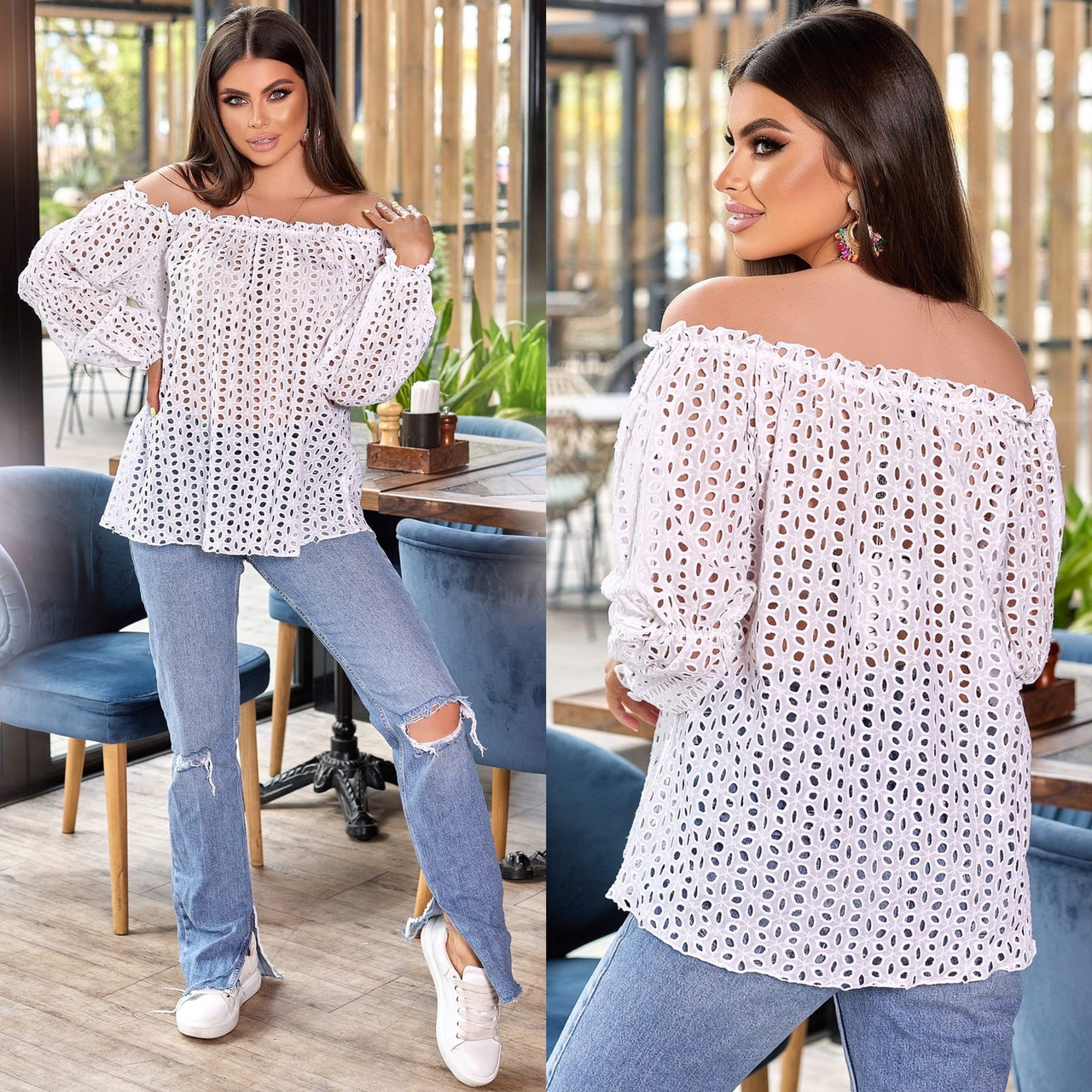 Блуза прошва в кольорах стильна 04р5А