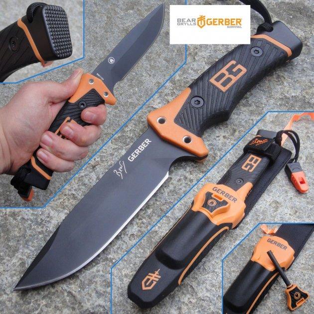 Якісний ніж для виживання з чохлом 25 см. Gerber Bear Grylls Ultimate, Gp7, з огнивом, точилом та свистком