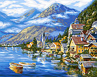 Картина по номерам Гальштат Деревня в Альпах у озера Danko Toys 40*50 см