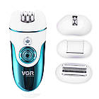Епілятор VGR V-700 4в1 з 4 змінними насадками / Бездротовий жіночий епілятор з підсвічуванням, фото 6