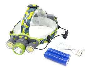 Ліхтар налобний BL-2133-T6+2COB + microUSB + 2х18650 + (5+2) режимів