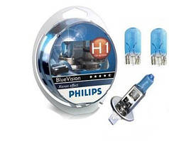 ЛАМПА PHILIPS BLUE VISION H1 12V 55W  P14,5s 12258BV+B1 2шт (к-кт) 