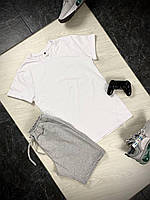 Мужской комплект футболка + шорты бело-серый