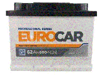 Акумулятор EUROCAR(L2)62Ah+прав(0)(600A пуск)