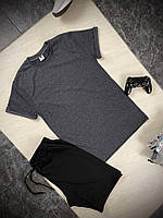 Мужской комплект футболка + шорты антрацит с черным