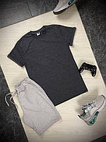 Мужской комплект футболка + шорты антрацит с серым