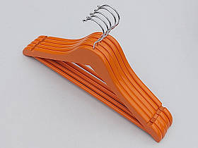 Плічка вішалки тремпеля дерев'яні оранжевого кольору, довжина 38 см, в упаковці 5 штук