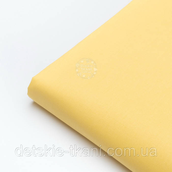 Клапоть попліну, колір лимонний (№1373), розмір 33*120 см, фото 1