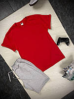 Чоловічий комплект футболка + шорти червоно-сірий