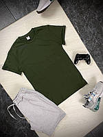 Мужской комплект футболка + шорты хаки с серым