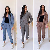 Жіночий брючний прогулянковий костюм Oversize мікровельвет рубашка и штаны, фото 5